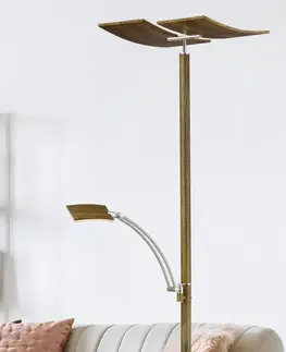 Osvětlení směrem nahoru HELL LED stojací lampa Duo se stmívačem, dřevo
