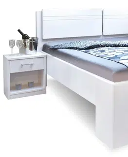 bez úložného prostoru Manželská postel z masivu MANHATTAN 2,  masiv buk - bílá