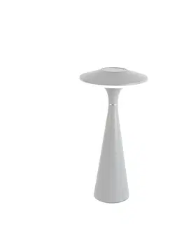 Stolni lampy Stolní lampa šedá vč. 3-stupňové LED stmívatelné IP44 dobíjecí - Espace