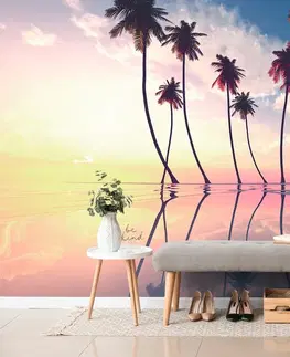 Samolepící tapety Samolepící tapeta západ slunce nad tropickými palmami