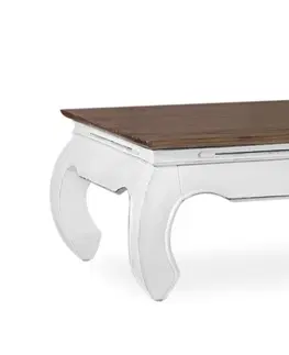 Designové a luxusní konferenční stolky Estila Koloniální luxusní konferenční stolek BLANC v bílé barvě z masivu 125cm