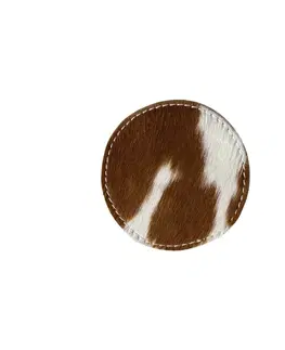 Prkénka a krájecí desky Hnědo bílý podtácek z hovězí kůže - 9*9*0,3cm Mars & More HOZRDBW