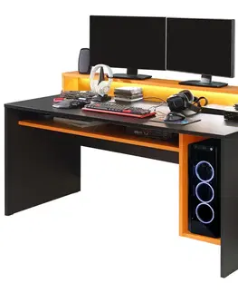 Psací stoly Herní Stůl Tezaur Oranžová/černá Tezaur Š:160cm