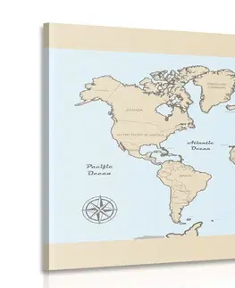 Obrazy mapy Obraz mapa světa s béžovým okrajem