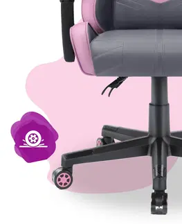 Herní křesla Dětská židle na hraní HC - 1004 šedá a růžová s bílými detaily