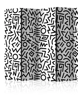 Paravány Paraván Black and White Maze Dekorhome 225x172 cm (5-dílný)