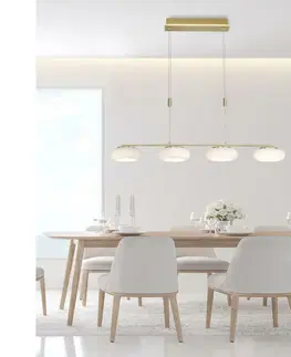 Chytré osvětlení PAUL NEUHAUS Q ETIENNE závěsné svítidlo Smart Home, mosaz, podlouhlé, 4 ramenné ZigBee 2700-5000K