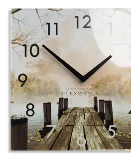 Nástěnné hodiny Dekorační skleněné hodiny 30 cm s motivem podzimu