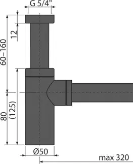 Sifony k pračkám Alcadrain Sifon umyvadlový DN32 DESIGN, černá-mat A400BLACK A400BLACK