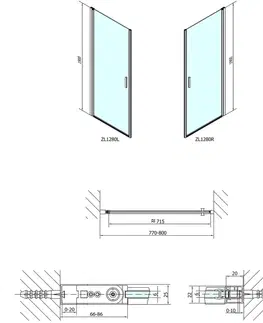 Sprchové kouty POLYSAN ZOOM LINE sprchové dveře 800, čiré sklo ZL1280