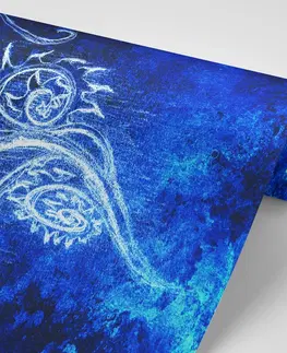 Abstraktní tapety Tapeta neobyčejná modrá kresba