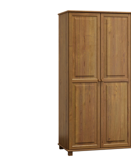 Šatní skříně Skříň 3D BHAGIRA 2, šíře 120 cm, masiv borovice, moření: dub