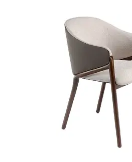 Luxusní jídelní židle Estila Moderní židle Vita Naturale šedá s eko-koženou opěrkou 78cm