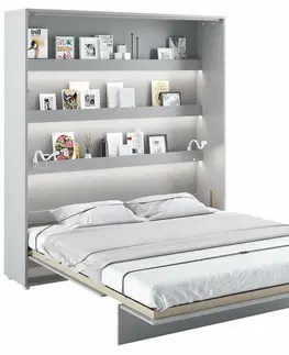 bez úložného prostoru Vysoká sklápěcí postel ve skřini dvoulůžko MONTERASSO, 180x200, šedá