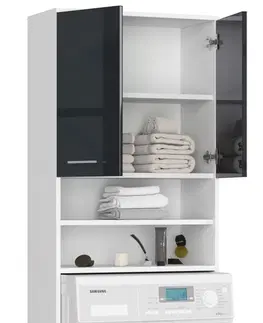 Koupelnový nábytek Ak furniture Koupelnová skříňka nad pračku Fin bílá/grafitová lesk
