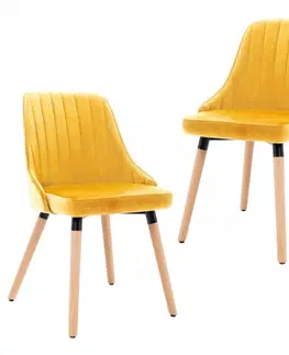 Židle Jídelní židle 2 ks samet / buk Dekorhome Krémová