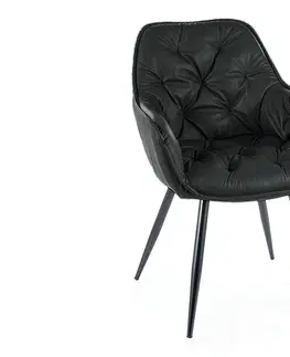 Židle Jídelní křeslo CHERRY koženka Signal Černá