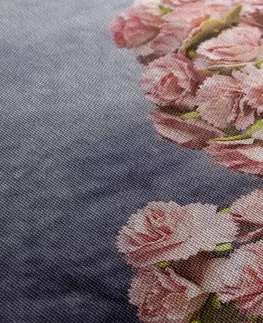 Obrazy květů Obraz kytička růžových karafiátů v košíku