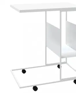 Konferenční stolky Příruční stolek s kolečky Dekorhome Bílá