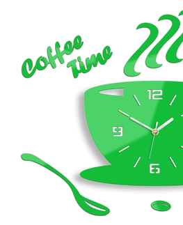 Nalepovací hodiny ModernClock Nástěnné hodiny Coffee zelené