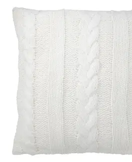 Dekorační polštáře Bílý pletený polštář s výplní Twist - 45*10*45cm J-Line by Jolipa 38811