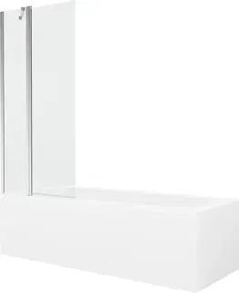 Vany MEXEN/S Vega obdélníková vana 180 x 80 cm s panelem + vanová zástěna 80 cm, transparent, chrom 550118080X9408110100
