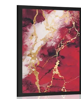 Mramorová abstrakce Plakát červený mramor