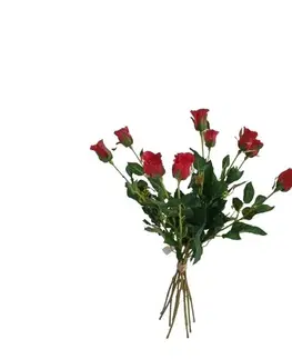 Květiny Umělá květina poupě Růže červená, 64 cm, 9 ks