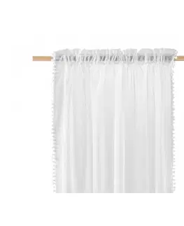 Záclony Krásná spadající, bílá záclona s kuličkami 140 x 280 cm