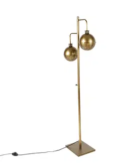 Stojaci lampy Průmyslová stojací lampa bronzová 2-světelná - Haicha
