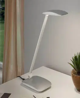 Stolní lampy kancelářské EGLO Stříbrná LED stolní lampa Cajero se stmívačem