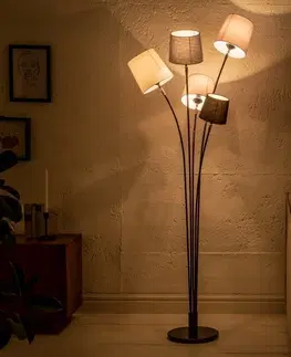 Designové a luxusní stojící lampy Estila Moderní stojací lampa Elegans z kovu s pěti stínítky 176cm