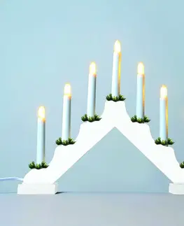 Vánoční svícny Exihand Adventní svícen LED 2262-210 dřevěný bílý, 7x34/0,2W                                                          KONST
