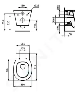 Záchody IDEAL STANDARD Connect Air Závěsné WC, AquaBlade, černá E0054V3