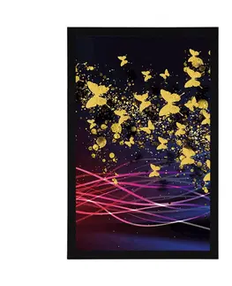 Abstraktní a vzorované Plakát nádherný jelen s motýly