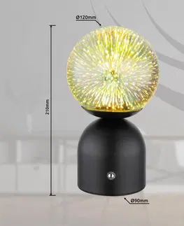 Stolní lampy Globo Julsy LED dobíjecí stolní lampa, černá, 3D, výška 21 cm, CCT
