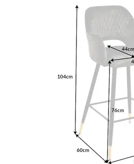 Barové židle LuxD Designová barová židle Laney šedo-zelený samet