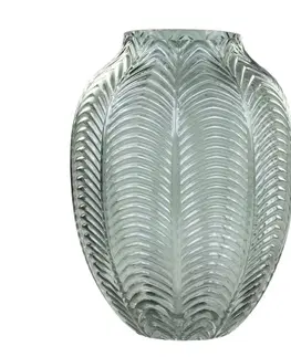 Dekorativní vázy Zelená skleněná dekorační váza Leaf  -  Ø 14*18cm Chic Antique 74016121 (74161-21)
