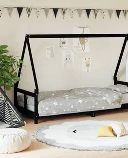 Dětské pokoje Dětská postel černá 80 x 200 cm masivní borové dřevo