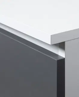 Psací stoly Ak furniture Rohový psací stůl B-17 120 cm pracovní deska a komoda bílý/šedý