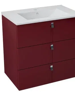 Koupelnový nábytek SAPHO MITRA umyvadlová skříňka, 3 zásuvky, 74,5x70x45,2 cm, bordó MT083