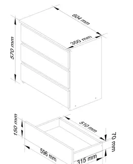Komody Ak furniture Komoda CL3 60 cm wenge/sonoma