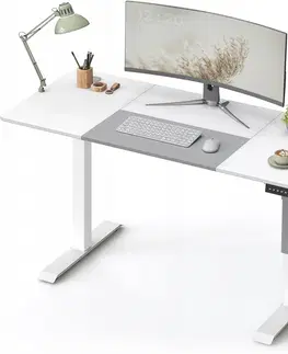Psací stoly SONGMICS Elektricky nastavitelný psací stůl REDIKT 140 cm bílo-šedý