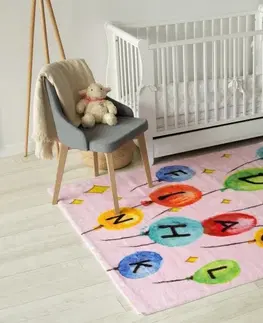 Koberce a koberečky Dywany Lusczow Dětský koberec BALLOONS růžový, velikost 160x215