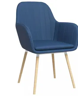 Židle Jídelní křeslo 2 ks látka / buk Dekorhome Modrá