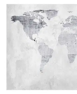 Tapety Samolepící tapeta šedá mapa světa - Concrete Map