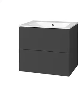 Koupelnový nábytek MEREO Aira, koupelnová skříňka s keramickym umyvadlem 61 cm, antracit CN750