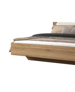 Postele NATTAN postel 180x200 cm, dub divoký/béžová