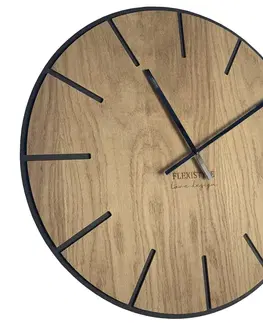 Nástěnné hodiny Velké dřevěné hodiny v hnědé barvě 60cm