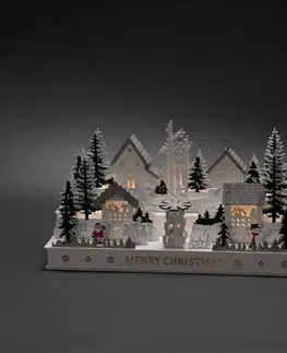 Svícny Konstsmide Christmas LED světelný oblouk Dorf ze dřeva, trafo/baterie